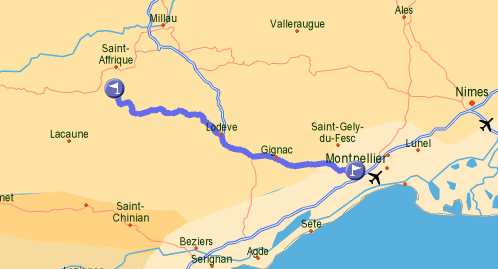 Montpellier vers gissac
